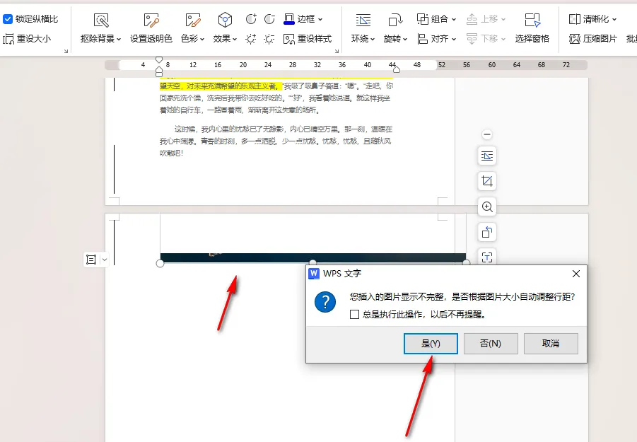 WPS Word 插入的图片显示不完整?